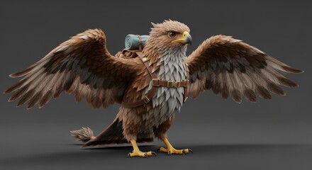 Obraz premium Adventurous Bird Character with Backpack