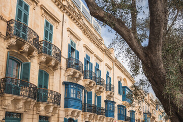 Maltese balconies in Valletta