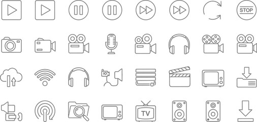 A collection of media and technology icons