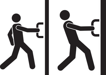 Push door icon person opening door