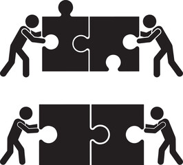 People assembling puzzle pieces