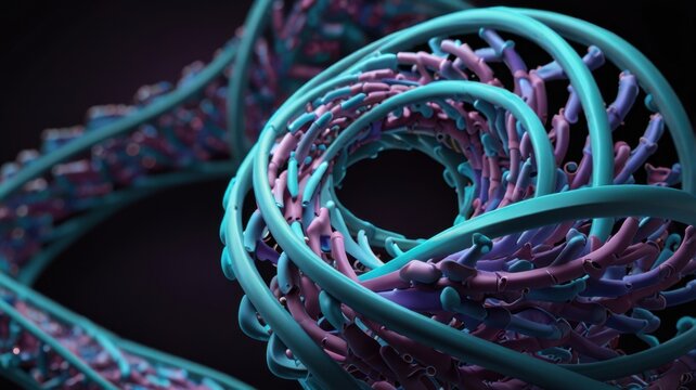 Molecular Ribbon Diagram of Folded Protein With Alpha Helix Structure