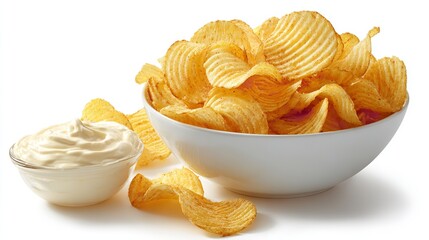 Crispy Potato Chips Served with Creamy Dip