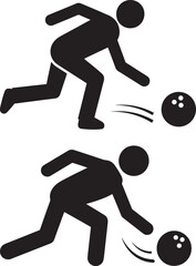 Bowling player action icon sport