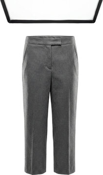 Grey houndstooth check trousers with a cropped ankle length and side pockets