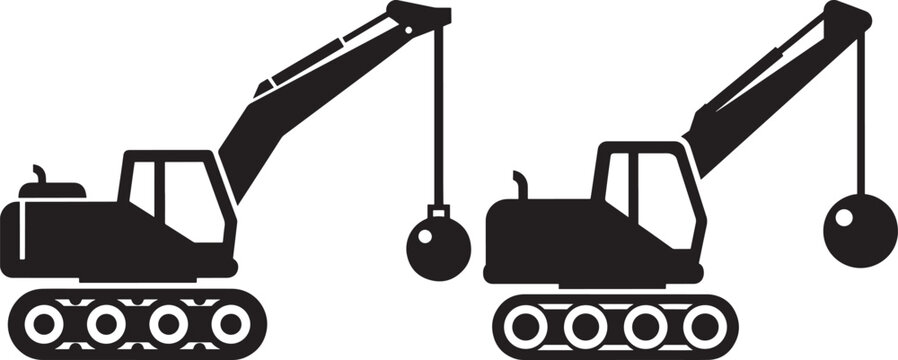 Demolition excavator icon silhouette