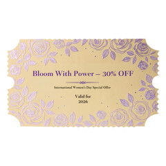 Elegant discount coupon with floral design for International Women's Day