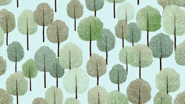 Seamless pattern of sketched tree canopy
