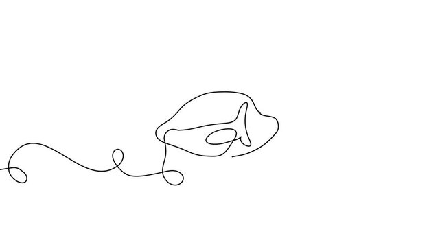 Salmon line fish continuous vector art icon tuna drawing trout seafood. Line fish salmon hand one simple outline illustration water type food hook linear sea fin pond day sketch silhouette logo ocean.