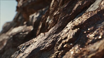 Wet Rock Formation with Glistening Surface