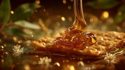 Golden Honey Pour on Rustic Flatbread