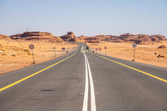 Scenic road between Riyadh and AlUla, Saudi Arabia