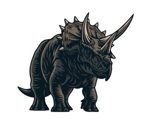 Realistic Dark Triceratops Dinosaur Profile Illustration © Riska