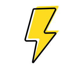 Lightning Bolt Icon Outline, Electric Power Symbol Vector