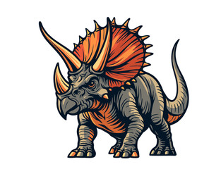 Detailed Triceratops Horned Dinosaur Profile Vector © Riska