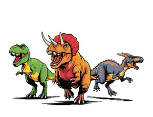 Collection of Various Dinosaurs Characters Illustration © Riska