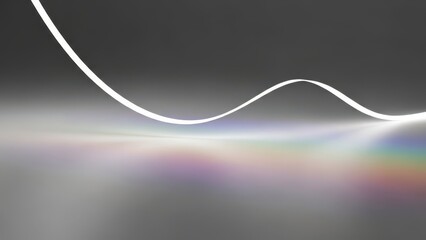 Glowing white waveform with rainbow light trail on dark background
