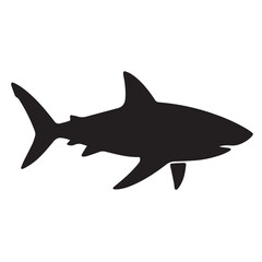 Cartoon blue shark predator vector illustration isolated on a white background featuring a sharp fin and dangerous marine jaws swimming in the deep sea water wildlife