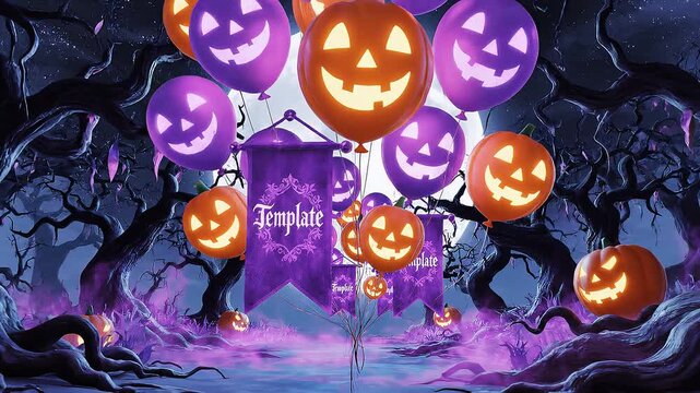 Halloween Pumpkins and Banners Template.