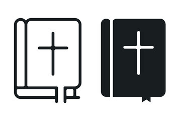 Obraz premium Bible icons. Biblical icons in the style of fill, outline, line.