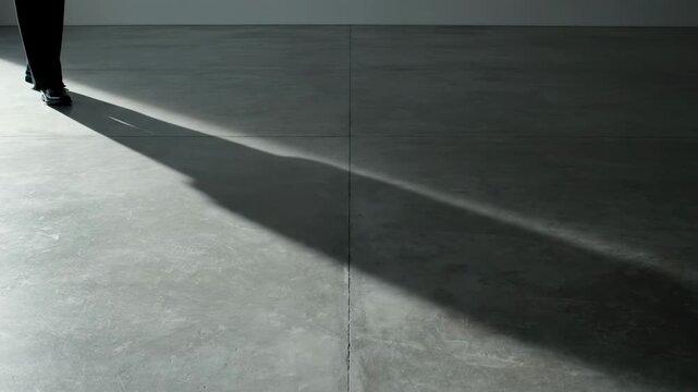 Elongating and shrinking shadow. A long shadow stretches across a smooth surface, then slowly shrinks as an unseen light source moves.