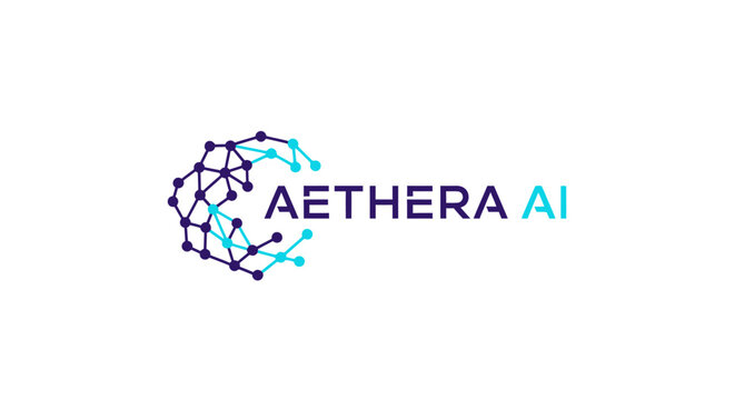 Interconnected Dots Network Artificial Intelligence AI Technology Modern Logo Design on isolated white background