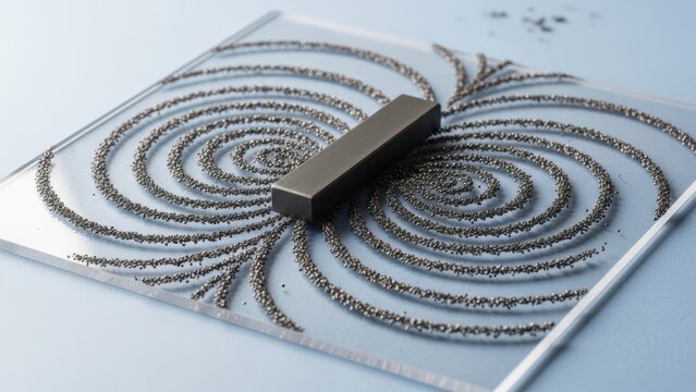 Magnetic field lines around a bar magnet on iron filings