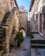 Scenic sight in the beautiful village of Castelvecchio Calvisio. Province of L'Aquila, Abruzzo, Italy.