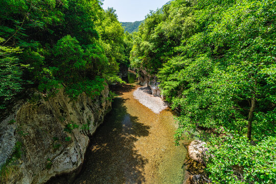 The marvelous hike "Gole del Calore" in the Cilento region of Campania, Italy.