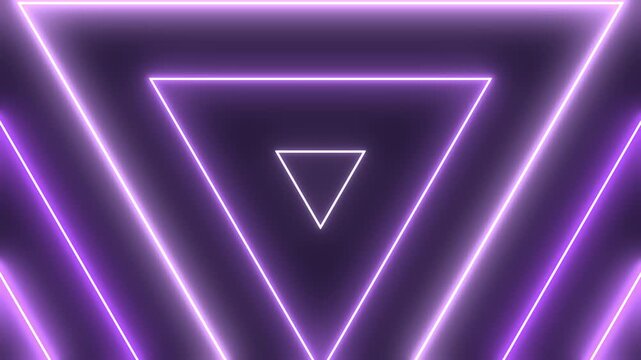 Futuristic play button icon in neon purple light rays digital background