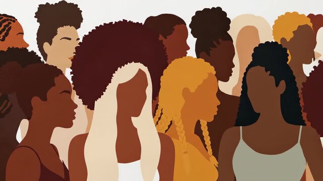 Profiles of diverse women with various hairstyles and skin tones