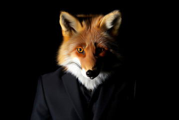 Obraz premium A fox wearing a suit looking directly ahead