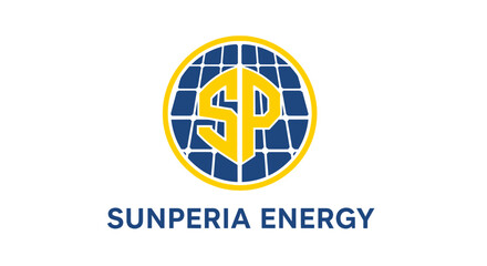 Sunperia Energy Company Logo Design with Solar Panel Grid.