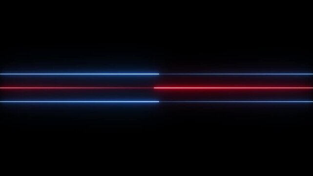 Minimalist black background with horizontal neon lines: two blue lines and one central red line glowing across the frame