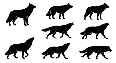 Obraz premium Wolf Silhouette Vector Collection