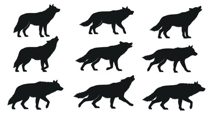 Fototapeta premium Wolf Silhouette Vector Collection