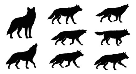 Obraz premium Wolf Silhouette Vector Collection