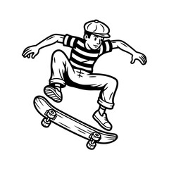 Fototapeta premium Young Boy Performing Skateboard Trick Mid-Air.