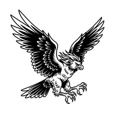 Obraz premium Majestic Eagle in Flight with Spread Wings and Sharp Talons.