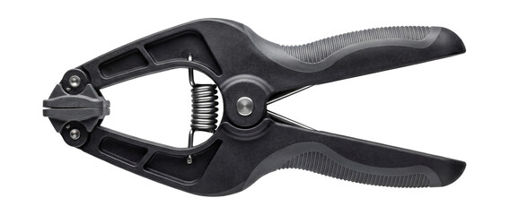 Obraz premium Spring clamp with a heavy-duty plastic construction and pivoting jaw pads.