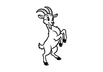Obraz premium Cartoon Goat Standing on Hind Legs.