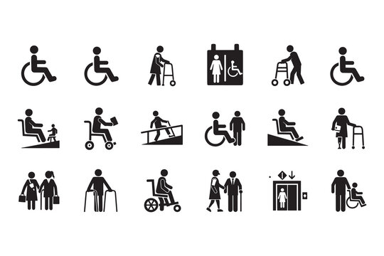 Accessibility icons for people with disabilities and elderly