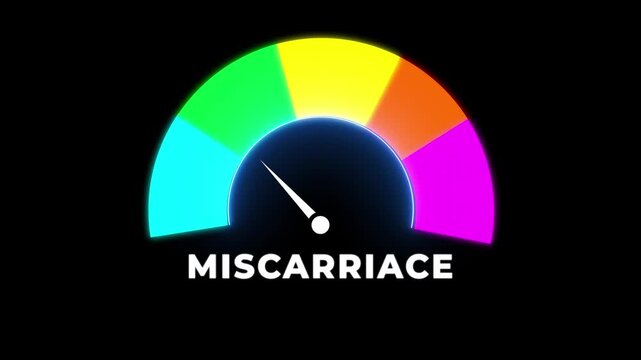 Meter scale with arrow. The pregnancy miscarriage risk measuring device icon. Sign tachometer black background.