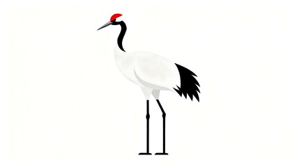 Obraz premium A red-crowned crane against a white background.