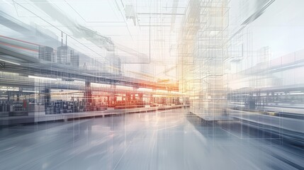 Abstract Digital Twin Blueprint Of Modern Industrial Logistics Center Hub