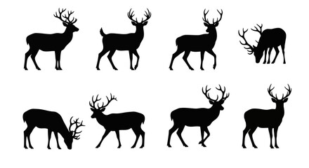Fototapeta premium Deer Silhouette Vector Collection
