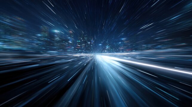 Futuristic abstract cityscape at hyper speed