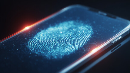 Fingerprint sensor on smartphone screen representing biometric authentication for secure mobile access.
