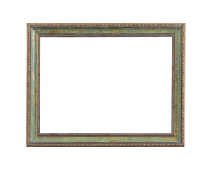 Fototapeta premium Vintage Wooden Frame with Peeling Green Paint Isolated PNG