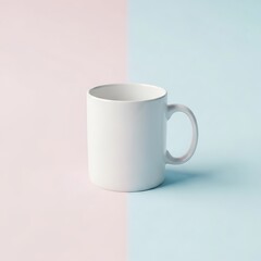 Obraz premium A white coffee mug on a pink and blue background